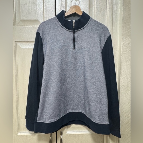 Magaschoni Men’s XL Navy Blue Color Block Long Sleeve Textured Pullover - Picture 3 of 10